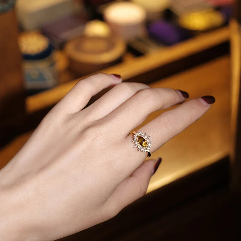 Gold Tiger Eye Ring for Women