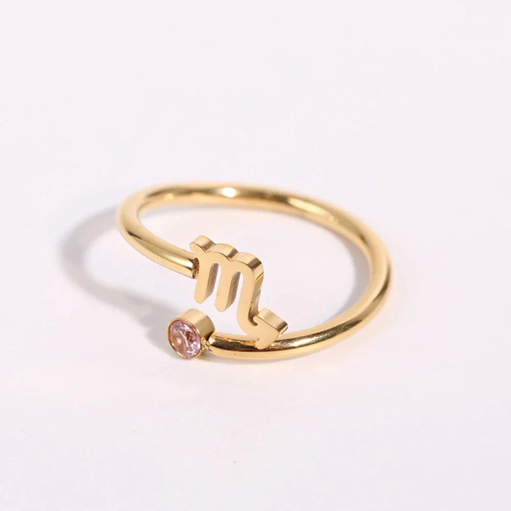 Gold Ring Zodiac Sign 12 Constellations Scorpio