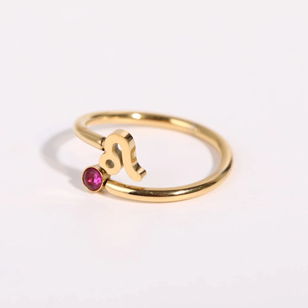 Gold Ring Zodiac Sign 12 Constellations Leo
