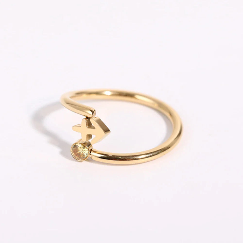 Gold Ring Zodiac Sign 12 Constellations Sagittarius
