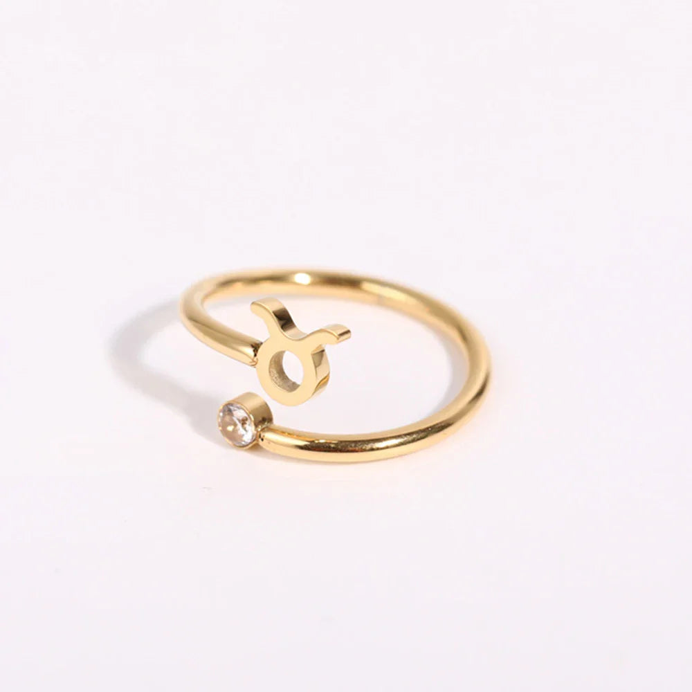 Gold Ring Zodiac Sign 12 Constellations Taurus