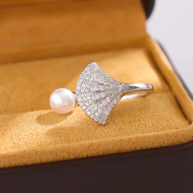 Scallop Shell and Pearl Shell Ring