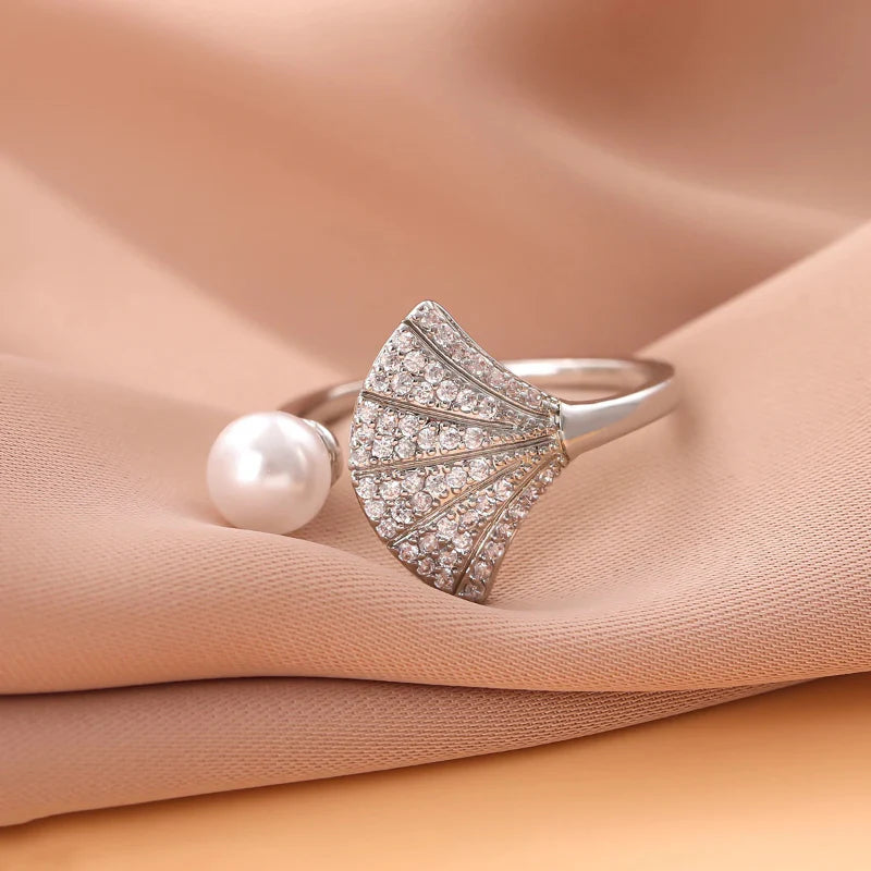 Scallop Shell and Pearl Shell Ring