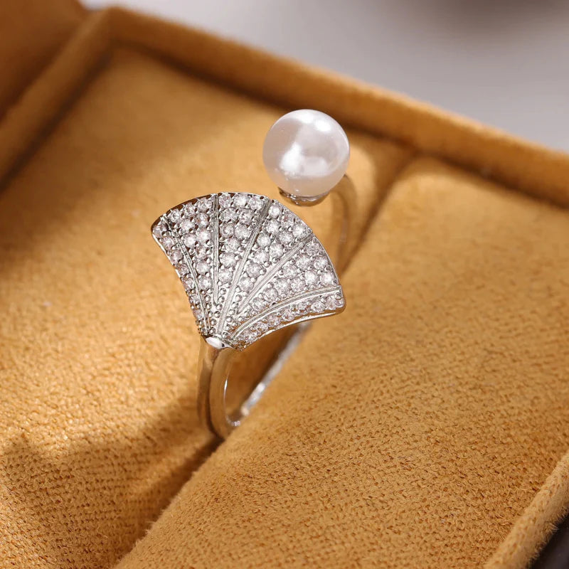 Scallop Shell and Pearl Shell Ring