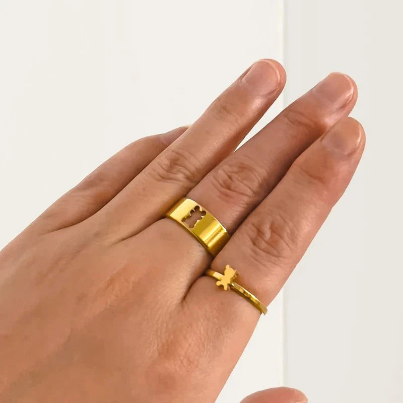 Bear Ring 2 Pieces Gold