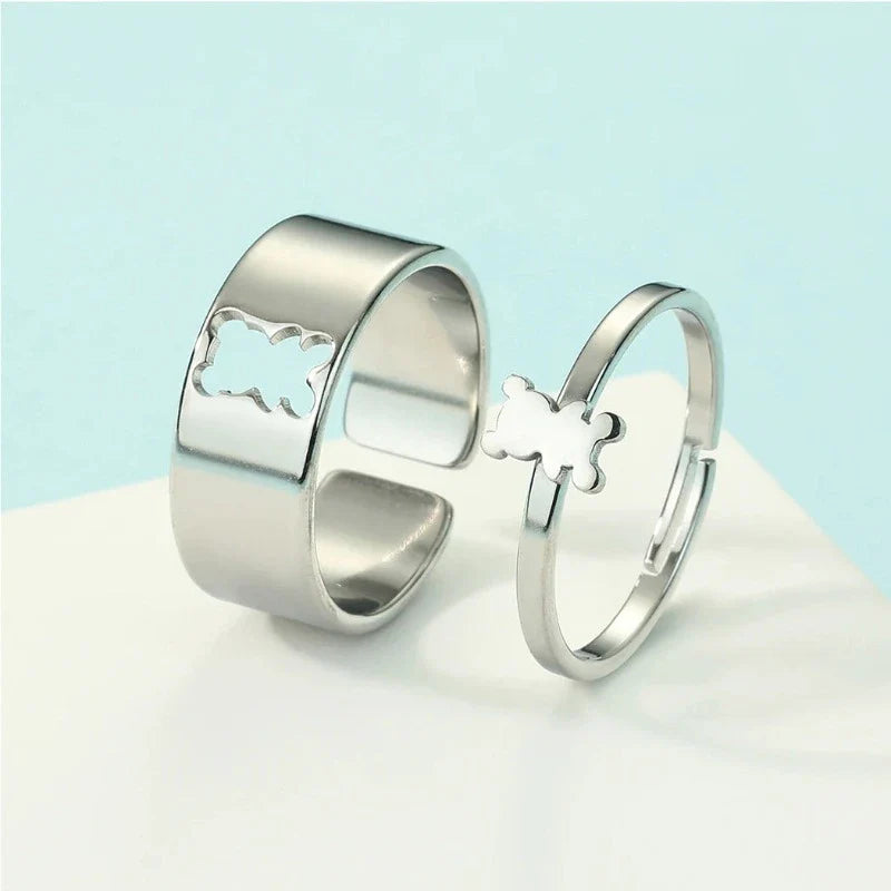 Bear Ring 2 Pieces Silver