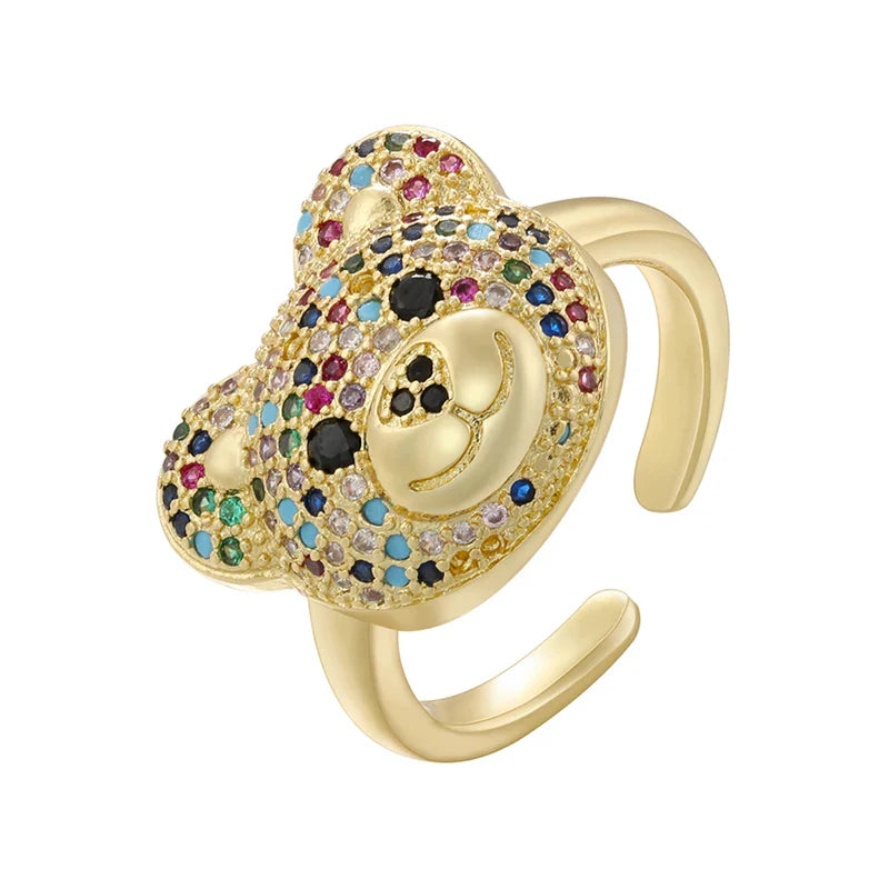Bear Stone Gold and Multicolor Ring