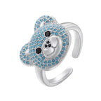 Bear Stone Silver and Blue Ring