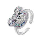 Bear Stone Silver and Multicolor Ring
