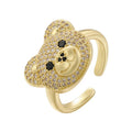 Bear Stone Gold and White Ring