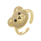 Bear Stone Gold and White Ring