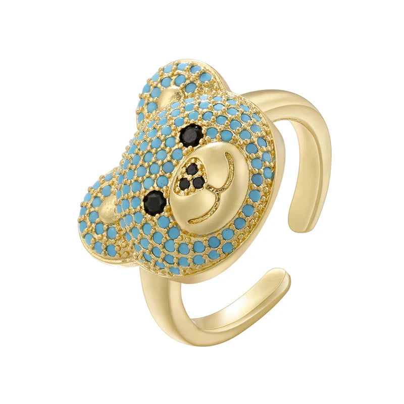 Bear Stone Gold and Blue Ring