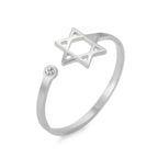 Open ring with a symbolic Jewish Star of David in silver