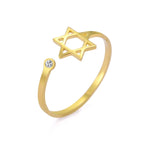 Open ring with a symbolic Jewish Star of David in gold
