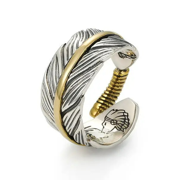 Open feather-shaped ring
