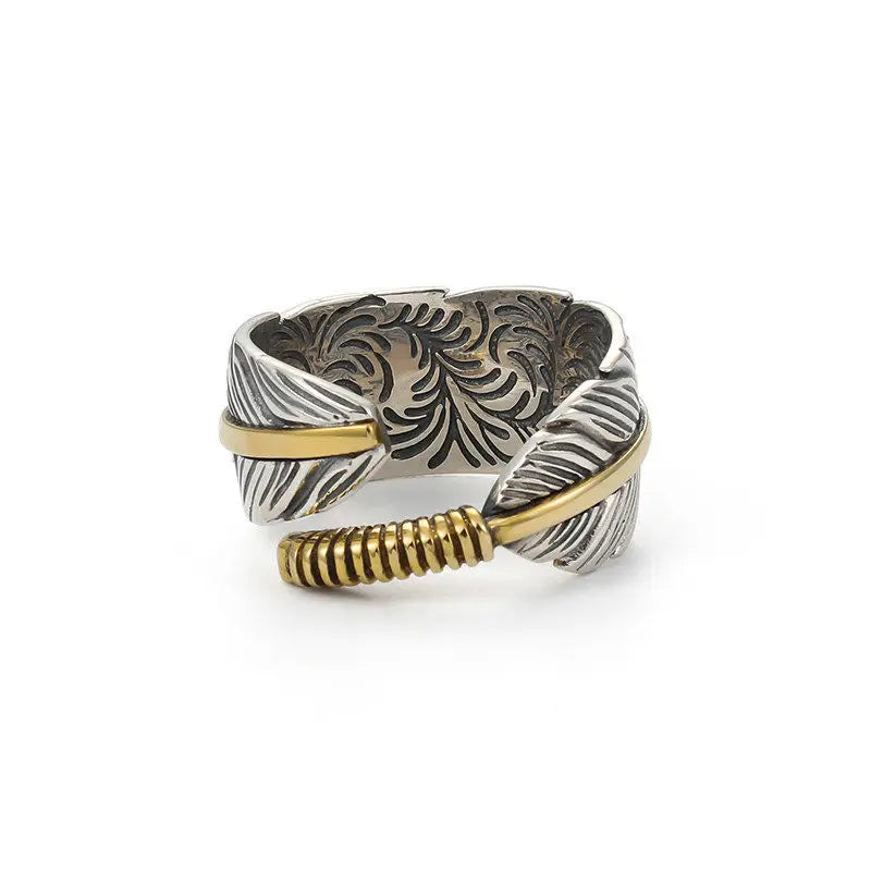 Open feather-shaped ring