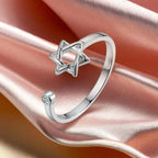 Open ring for women with the Star of David, Jewish symbol, silver