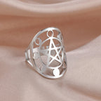 Pentacle Ring Witchcraft Wiccan silver ring