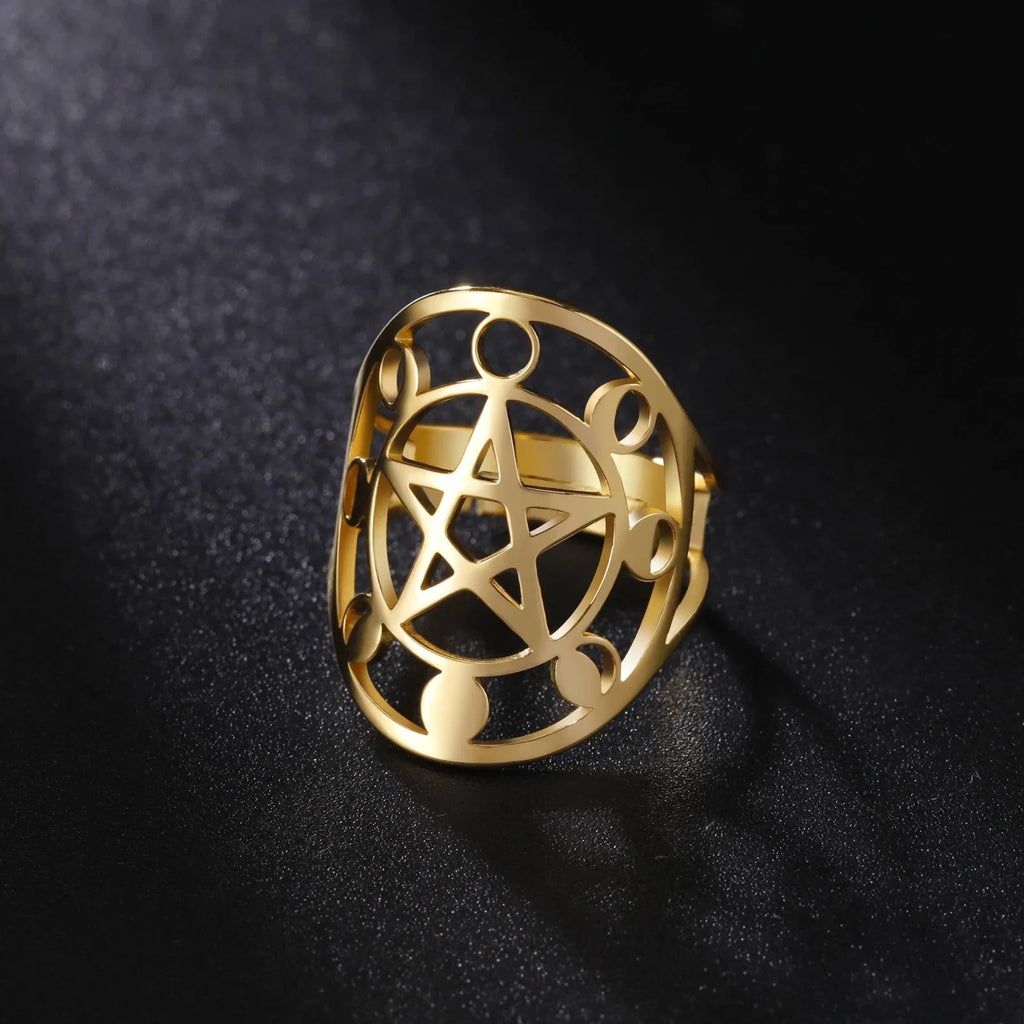 Pentacle Ring Witchcraft Wiccan gold ring