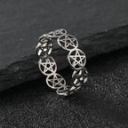 Pentacle Witchcraft Ring Women Wiccan Silver Ring