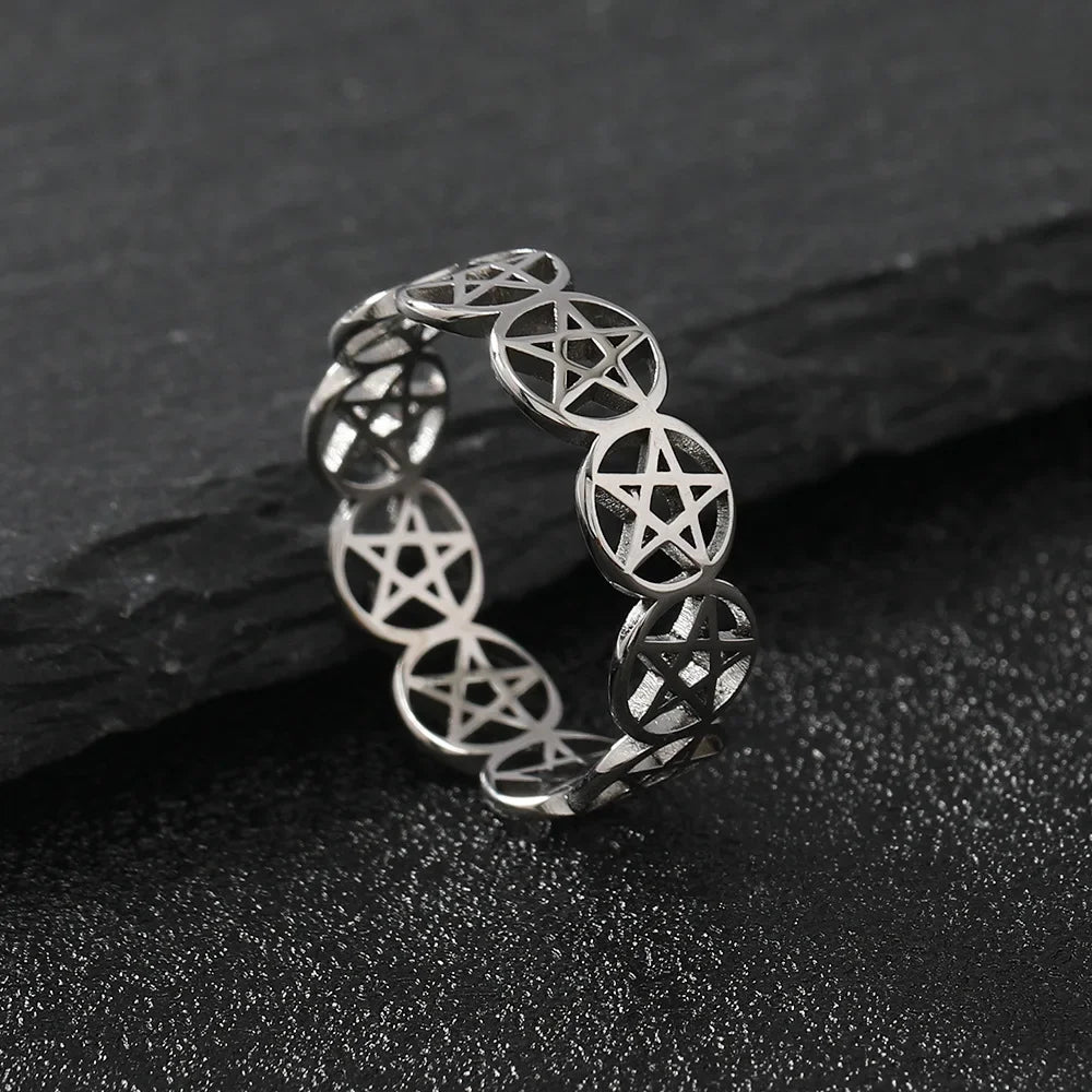 Pentacle Witchcraft Ring Women Wiccan Silver Ring