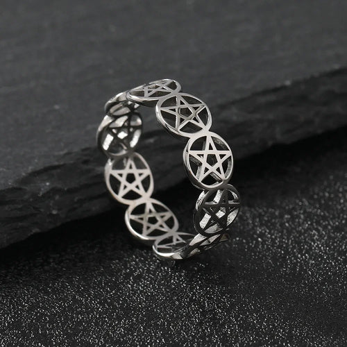 Pentacle Witchcraft Ring Women Wiccan Silver Ring