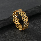Pentacle Witchcraft Ring Women Wiccan Gold Ring