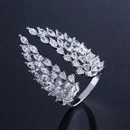 Feather Ring in Silver Zircon