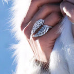 Feather Ring in Silver Zircon