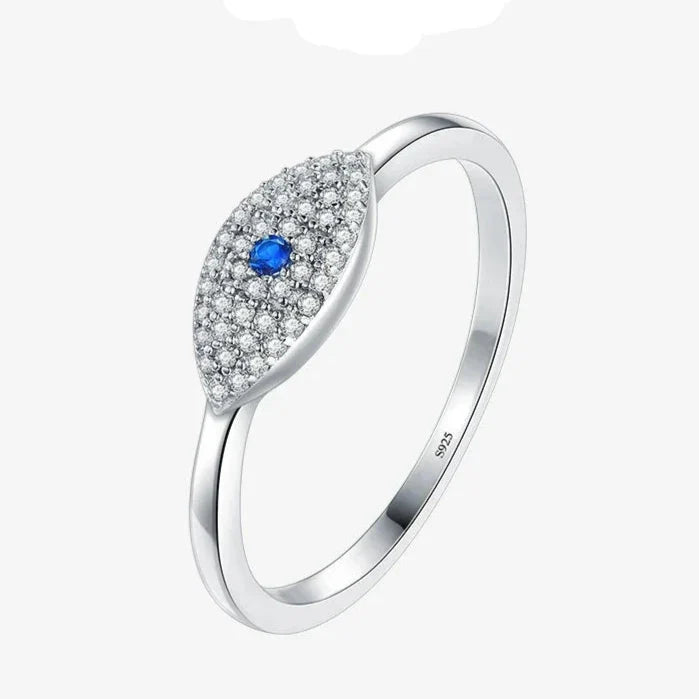 Lucky Charm Ring Evil Eye Blue Turkish Zircon