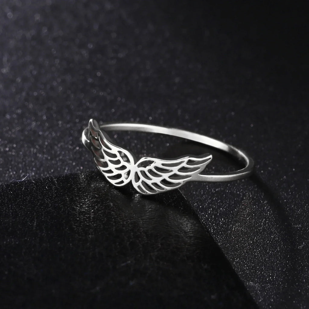 Women's angel wings ring silver