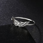 Women's angel wings ring silver