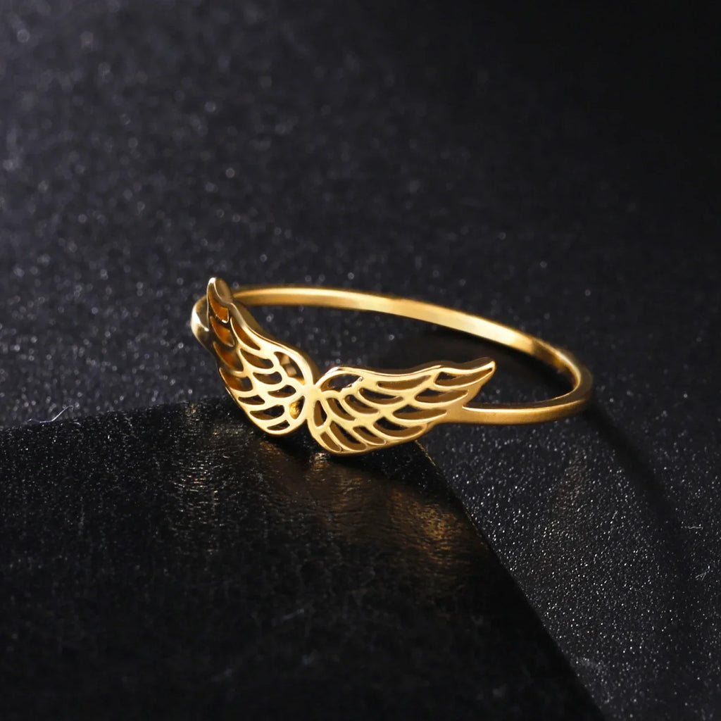 Women's angel wings ring gold