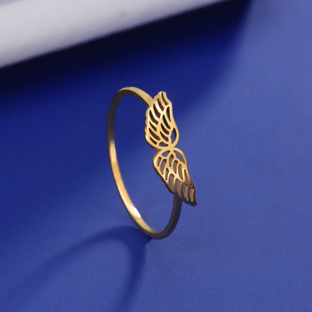 Women's angel wings ring gold