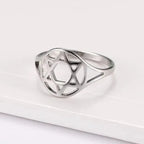 Hollow women’s ring with the Star of David, Jewish symbol, silver