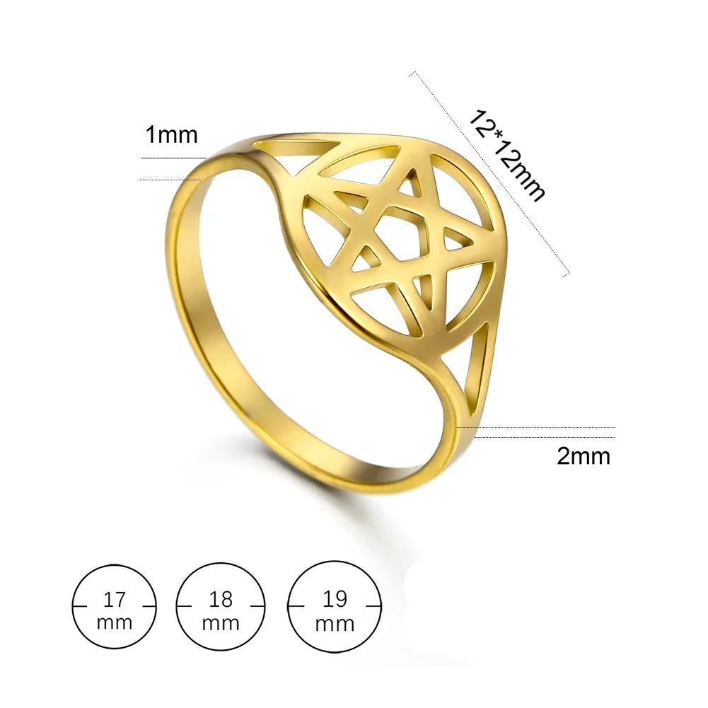 Hollow women’s ring with the Star of David, Jewish symbol, gold