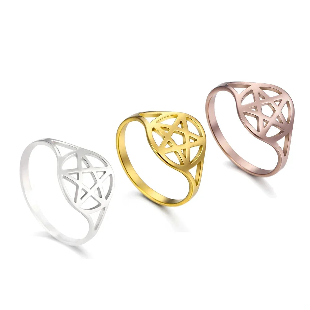 Hollow women’s ring with the Star of David, Jewish symbol, gold