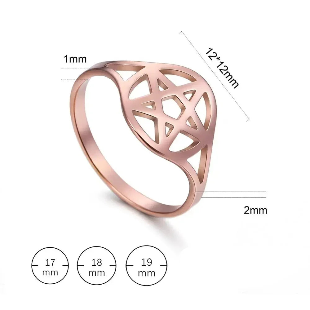 Hollow women’s ring with the Star of David, Jewish symbol, rose gold