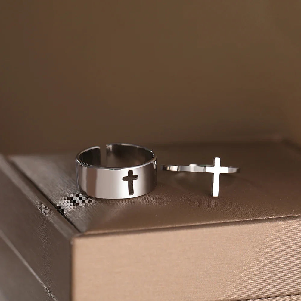 Women's Christian Cross Silver Ring