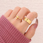 Women's Christian Cross Gold Ring