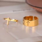 Women's Christian Cross Gold Ring