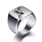Wide men's initial ring n