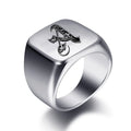 Wide men's initial ring a