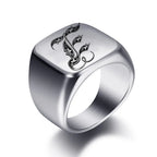 Wide men's initial ring e