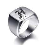 Wide men's initial ring h