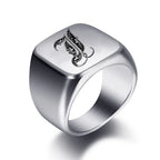 Wide men's initial ring i
