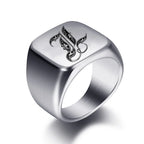 Wide men's initial ring l