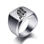 Wide men's initial ring m