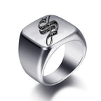 Wide men's initial ring w
