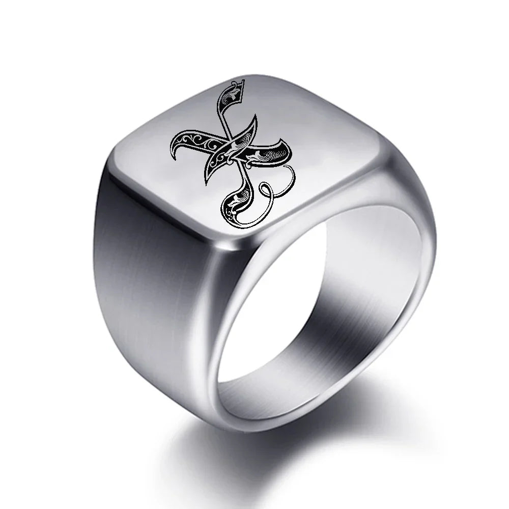 Wide men's initial ring x